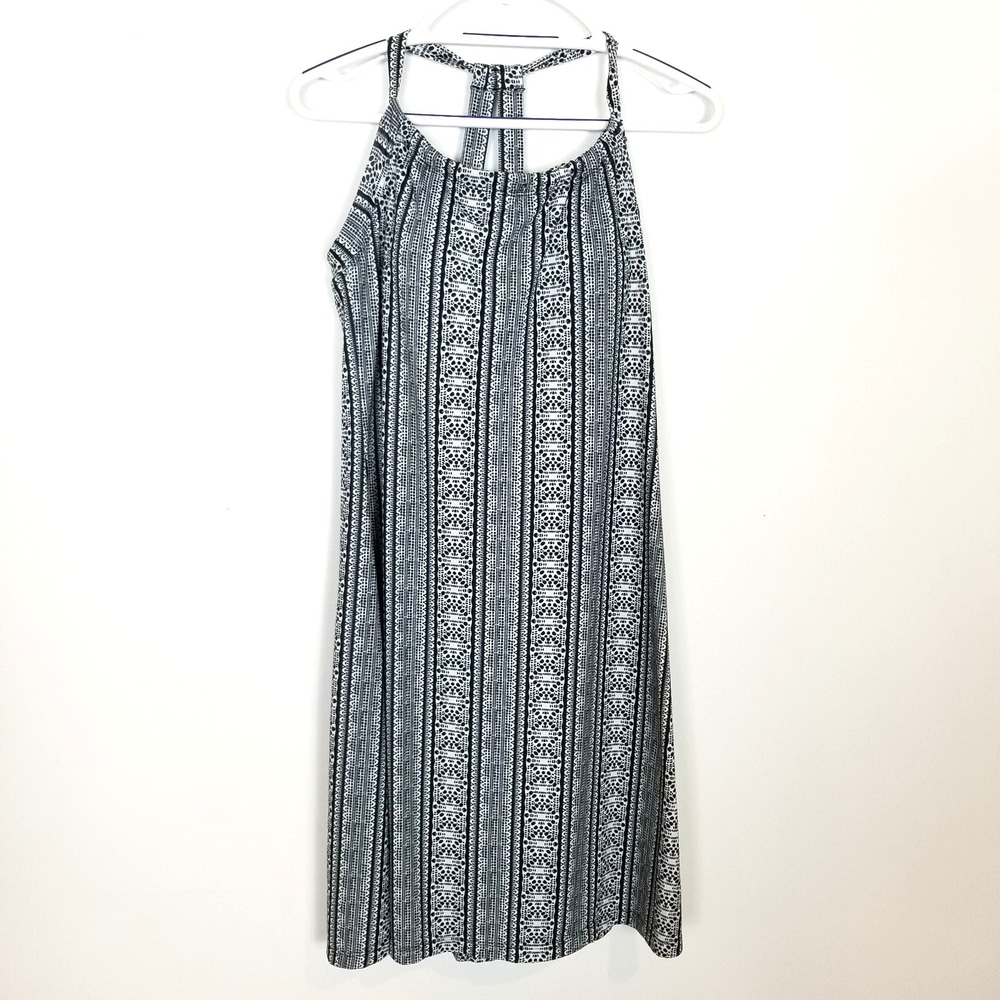 Prana Women Quinn Sleeveless Built in Bra Dress Sz S‎ Active Casual Black White